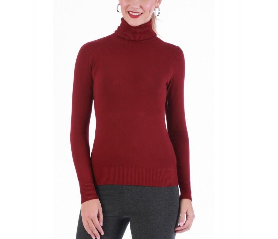 Turtleneck Sweater with Ribbed Cuffs and Hem 153568
