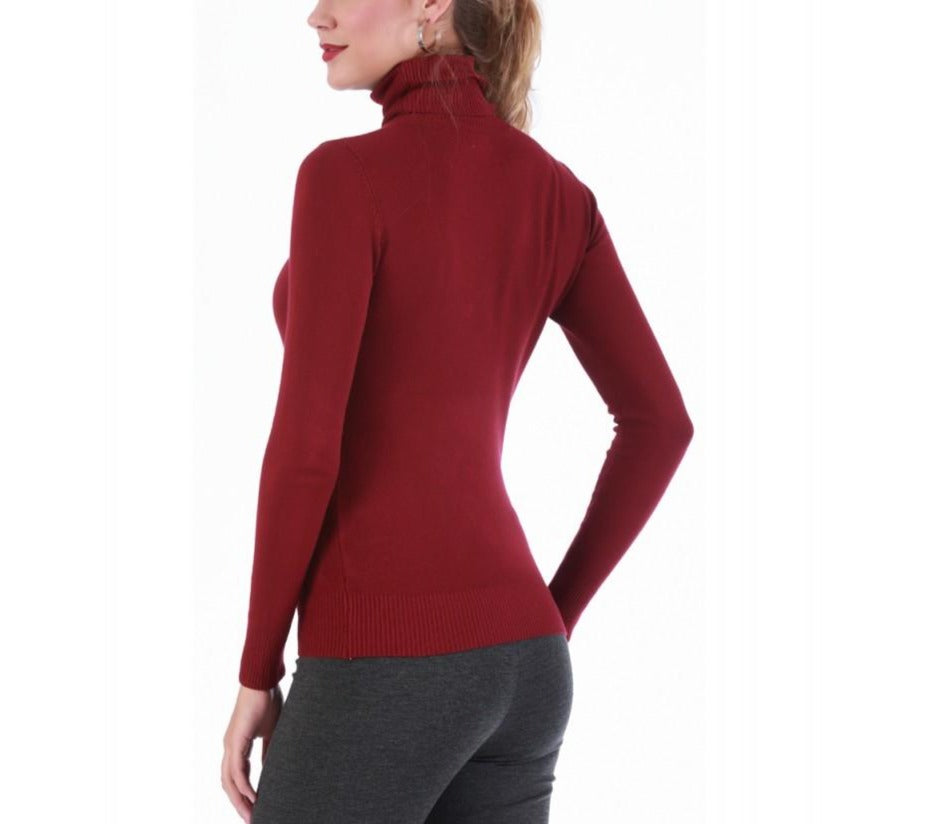Turtleneck Sweater with Ribbed Cuffs and Hem 153568