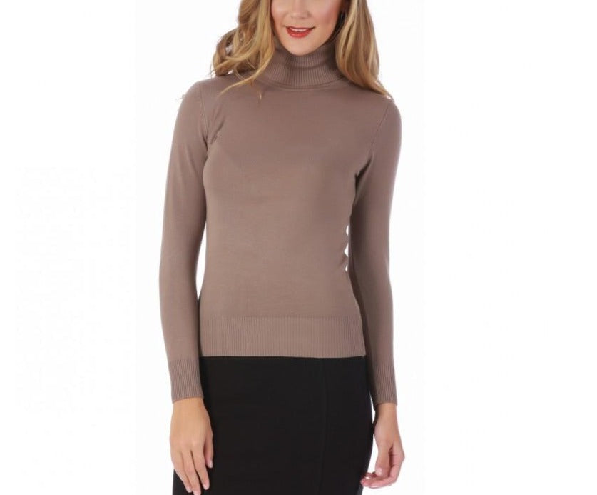 Turtleneck Sweater with Ribbed Cuffs and Hem 153568