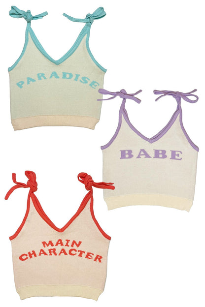 Tie strap sweater tank