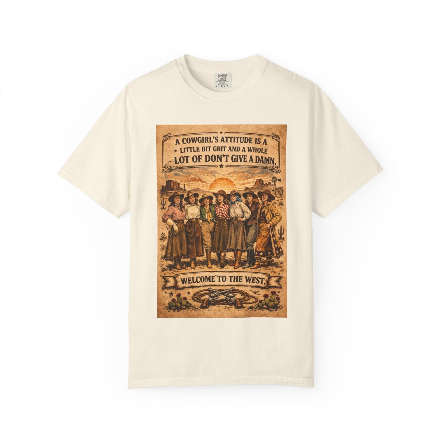 Cowgirl Attitude Graphic T-Shirt — "Welcome to the West" Vintage Western Tee
