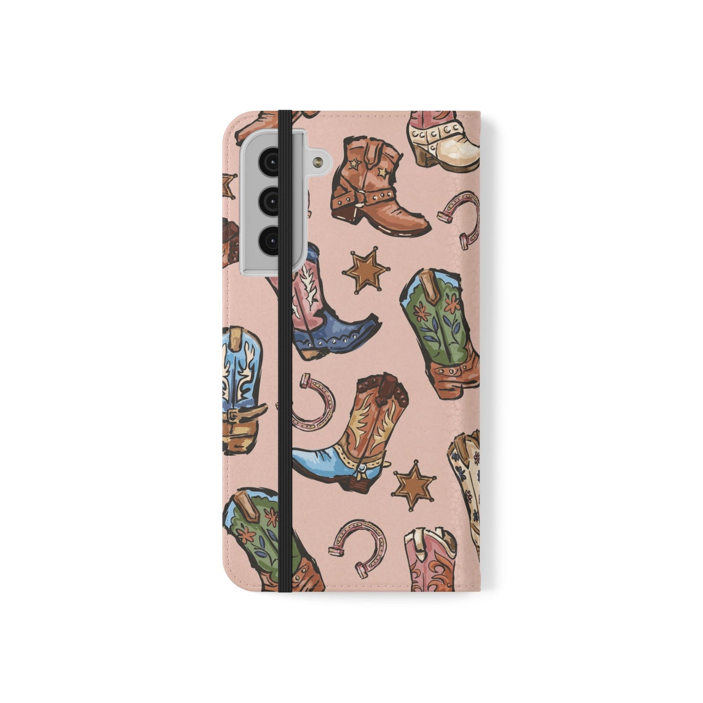Western Boots Flip Wallet Phone Cases Pink