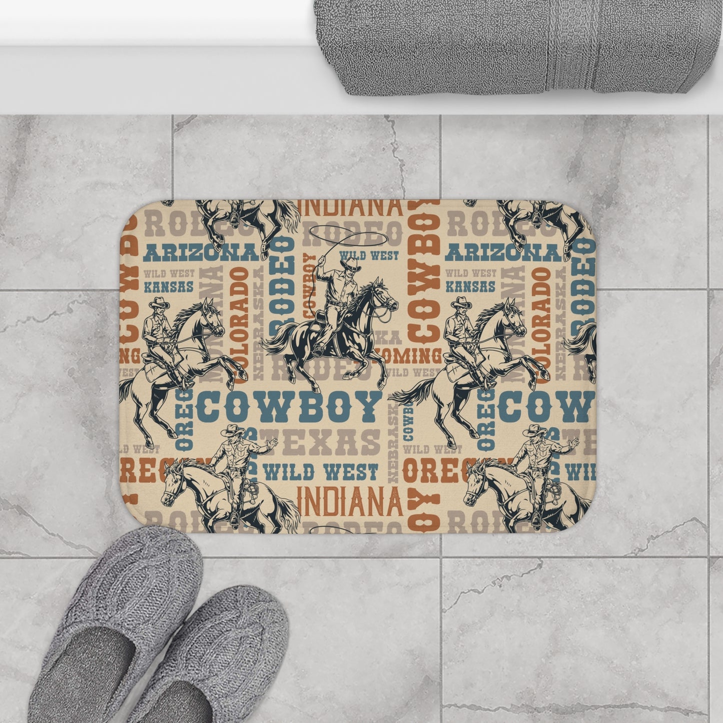 Western Cowboy Bath Mat - Rustic Home Decor