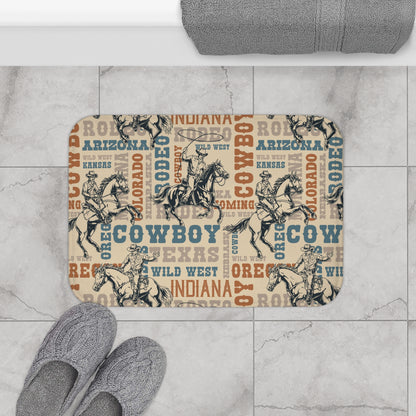 Western Cowboy Bath Mat - Rustic Home Decor