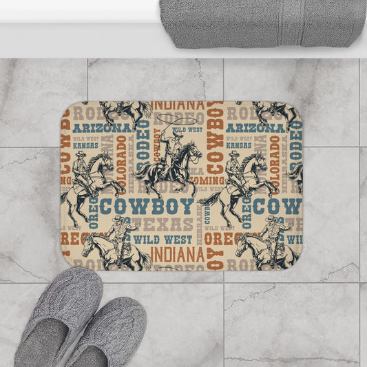 Western Cowboy Bath Mat - Rustic Home Decor