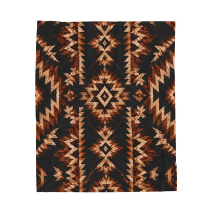 The Mesa Noir Western Plush Blanket