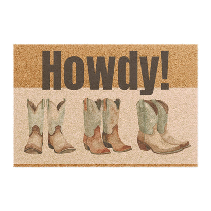 Howdy Cowboy Boots Doormat, Rustic Welcome Mat, Farmhouse Decor, Western Home Entry Rug, Gift for Cowgirl, Indoor Outdoor