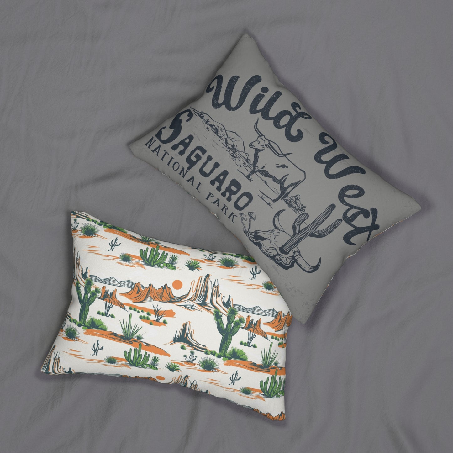 Wild West Saguaro Lumbar Pillow - Southwestern Desert Decor
