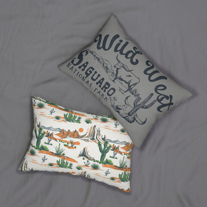 Wild West Saguaro Lumbar Pillow - Southwestern Desert Decor