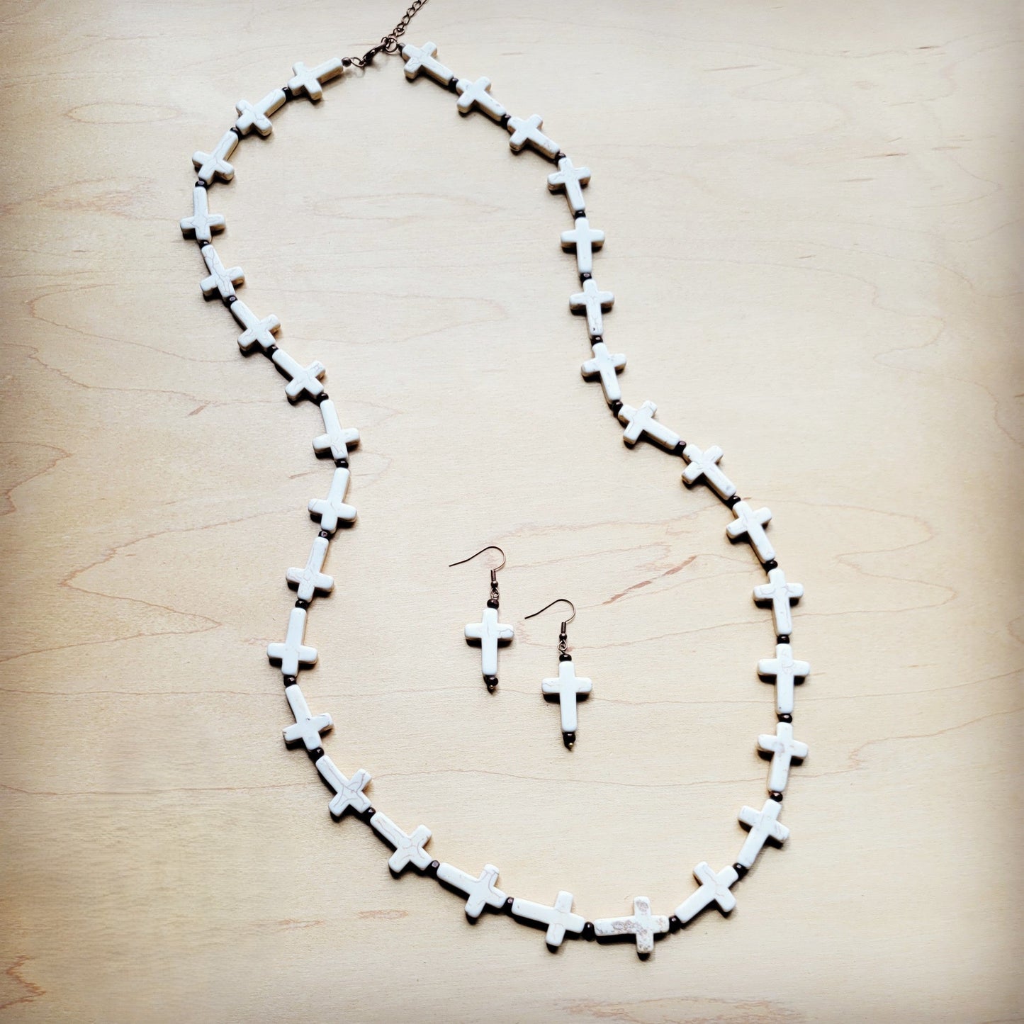 White Turquoise Cross Earrings 220x