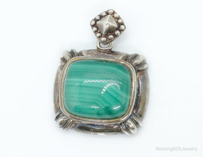 Large Vintage Malachite Sterling Silver Necklace Pendant