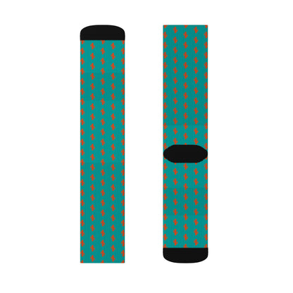 Colorful Patterned Sublimation Socks — Teal Dot & Multistripe Crew Socks