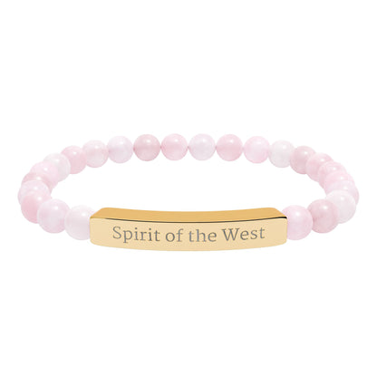 Engraved Natural Stone Stretch Bracelet — 'Spirit of the West' Beaded Bar Bracelet