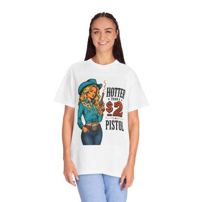 Graphic T-Shirt — "Hotter Than a 2 Pistol" Cowgirl Retro Tee