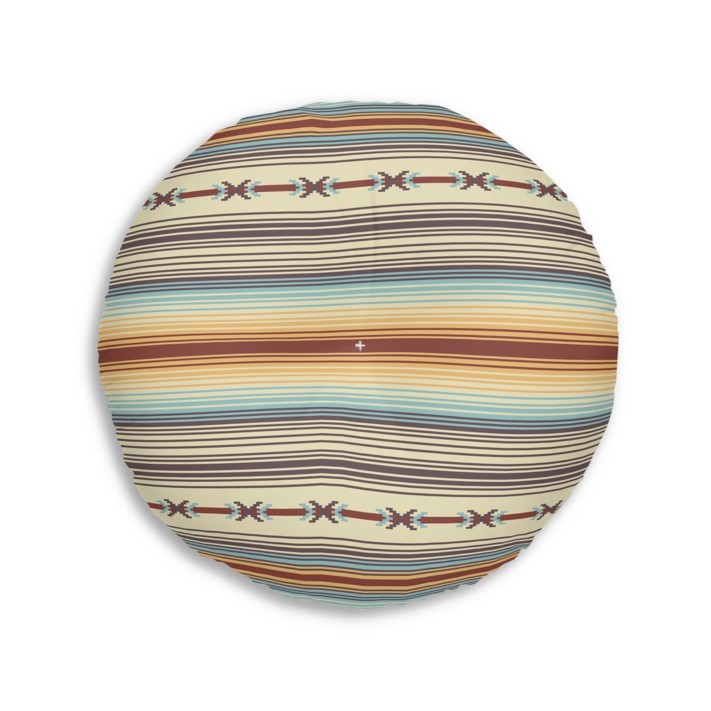 Western Round Tufted Floor Pillow — Southwestern Stripe or Cowhide Pattern