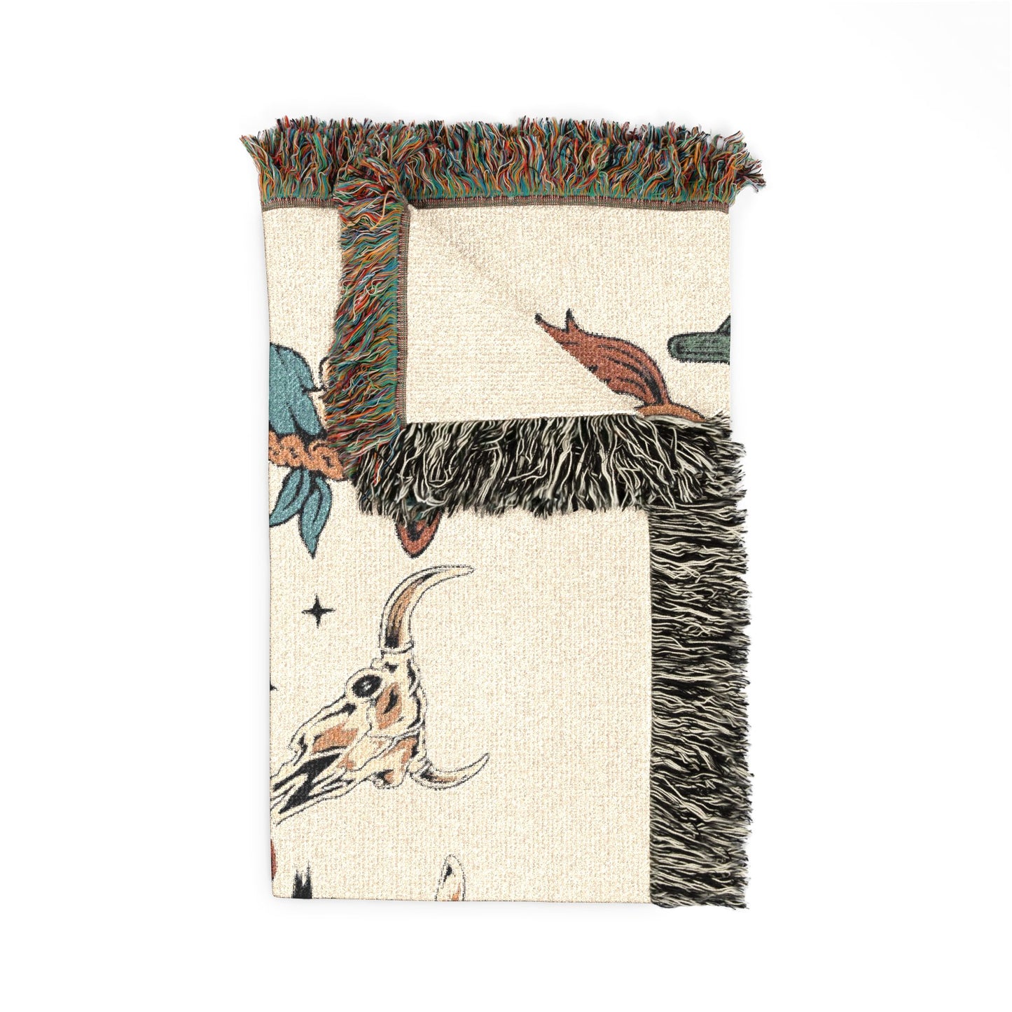 Cowboy Western Woven Blanket — Rodeo Cowboy & Cactus Throw