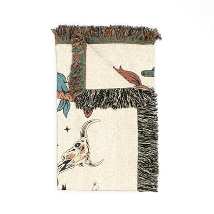 Cowboy Western Woven Blanket — Rodeo Cowboy & Cactus Throw