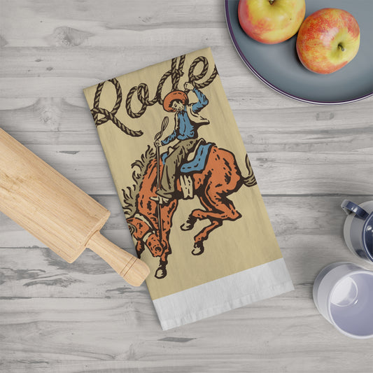 Vintage Rodeo -Themed Cotton Tea Towel for Rodeo Life Lovers