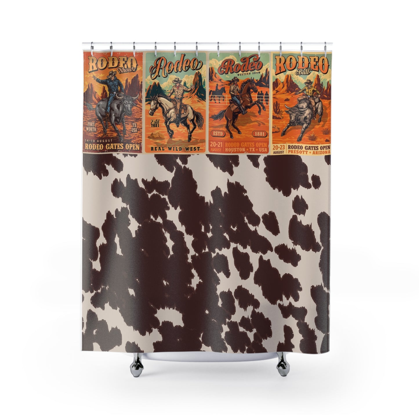 Western Rodeo Shower Curtain, Rustic Bathroom Decor, Country Style Home Accents, Unique Gift for Horse Lovers, Western Theme Bathroom