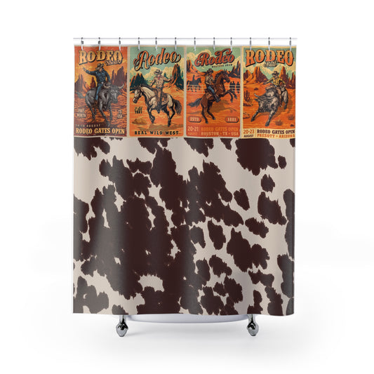 Western Rodeo Shower Curtain, Rustic Bathroom Decor, Country Style Home Accents, Unique Gift for Horse Lovers, Western Theme Bathroom