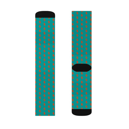 Colorful Patterned Sublimation Socks — Teal Dot & Multistripe Crew Socks