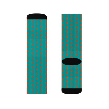 Colorful Patterned Sublimation Socks — Teal Dot & Multistripe Crew Socks