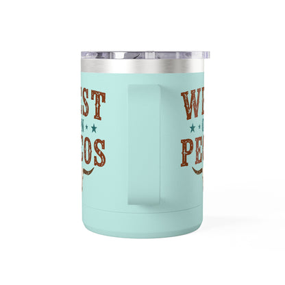 Western West on Pecos Coffee Mug — 15oz Rancher Travel Tumbler (No-Spill)