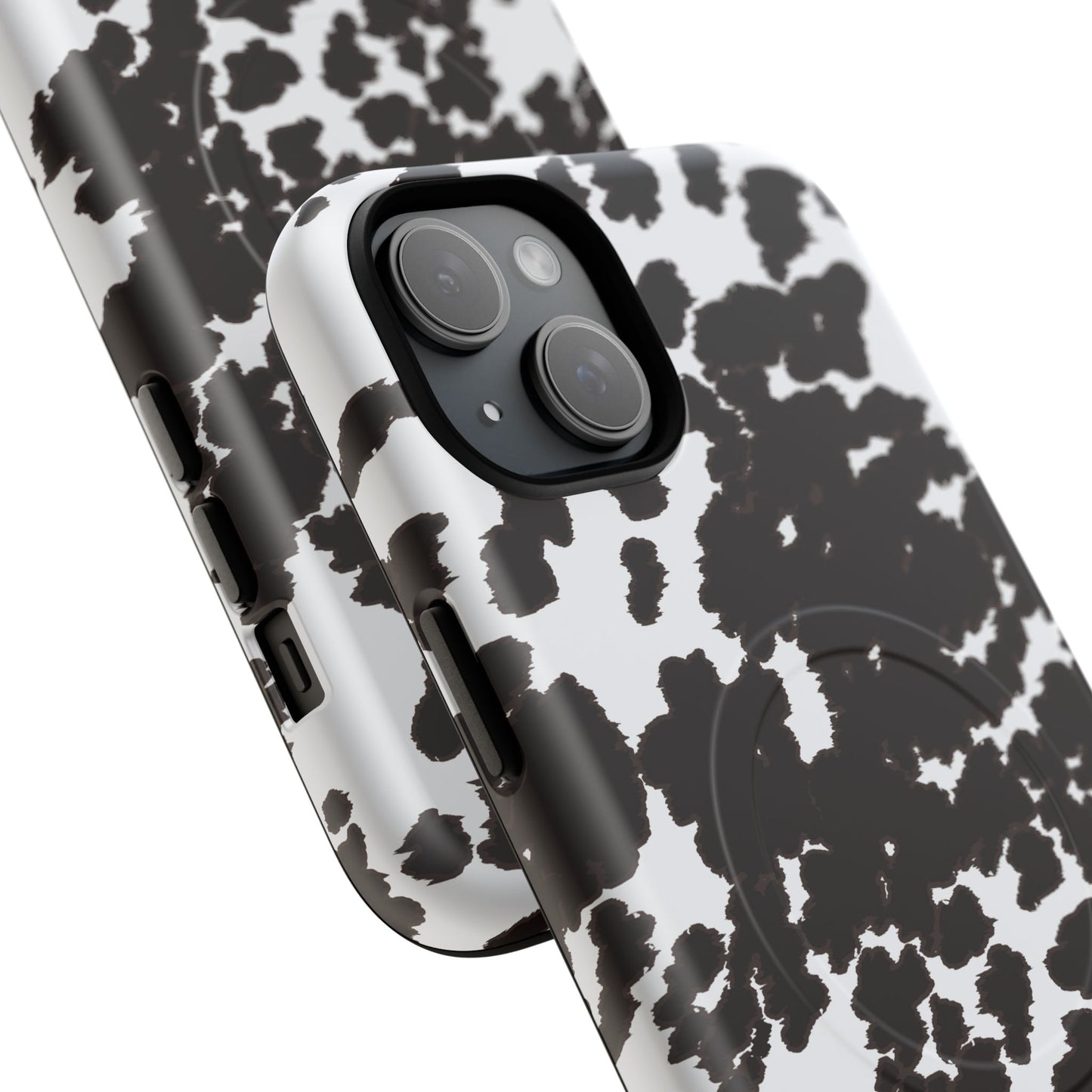 Cow Print Tough Magnetic Phone Case — Black & White Protective MagSafe Cover