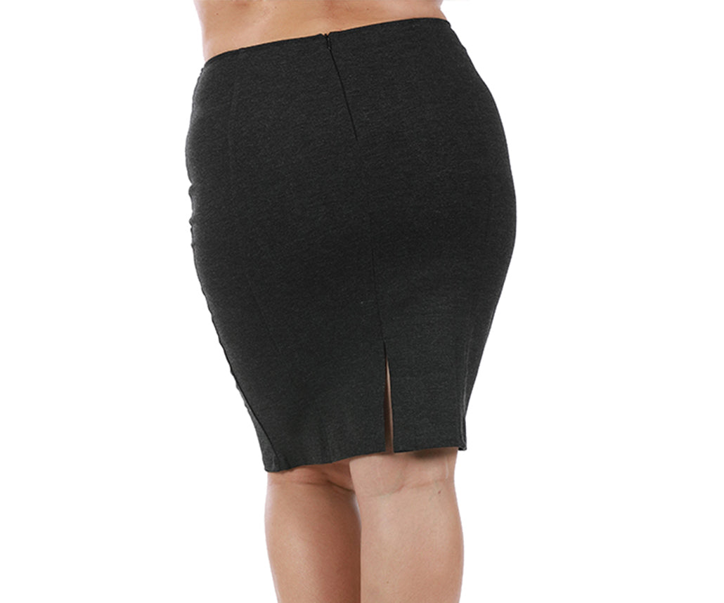 InstantFigure Curvy Plus Size Short Pencil Skirt with Back Zip 16807MC
