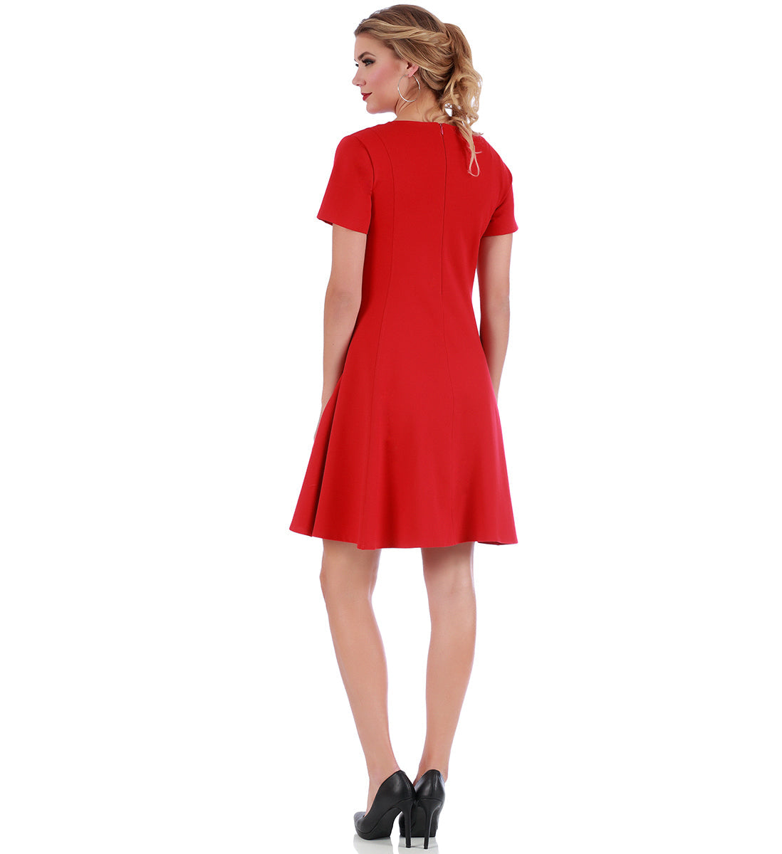 InstantFigure Short V-neck flared skirt Panel dress 16808M