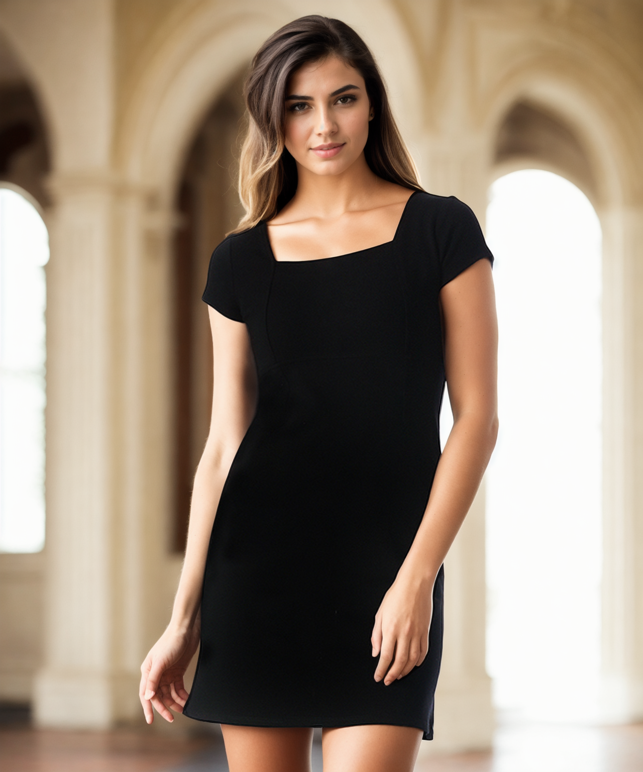 InstantFigure Short Dress with Cap Sleeve 16821D