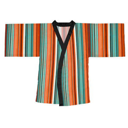 Arizona Serape Vibrant Striped Long Sleeve Kimono Robe, Bohemian Lounge Wear, Unique Gift for Her, Spa Day Essential, Summer Evening Kimono