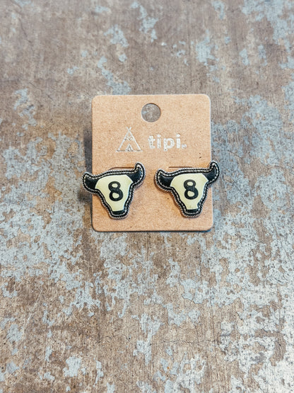 8 Ball Longhorn Ring & Stud Earring Set – Western Lucky 8 Matching Set