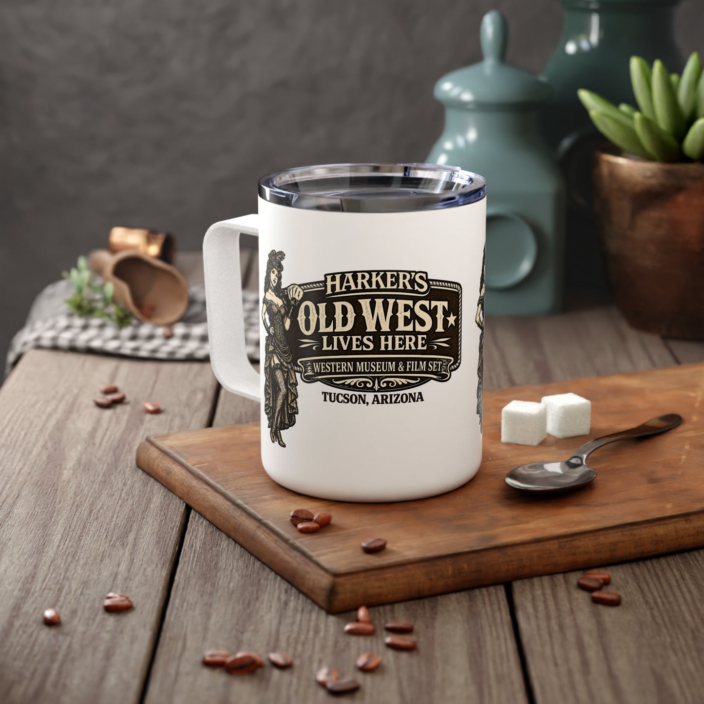 Harker's Saloon Girl 10oz Insulated Mug – Vintage Old West Travel Cup