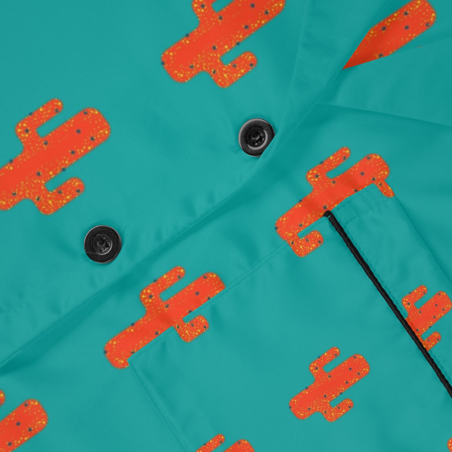 Women's Satin Pajama Set — Teal Retro Cat Pattern Loungewear