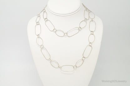 Long Designer Silpada Oval Link Textured Sterling Silver Necklace