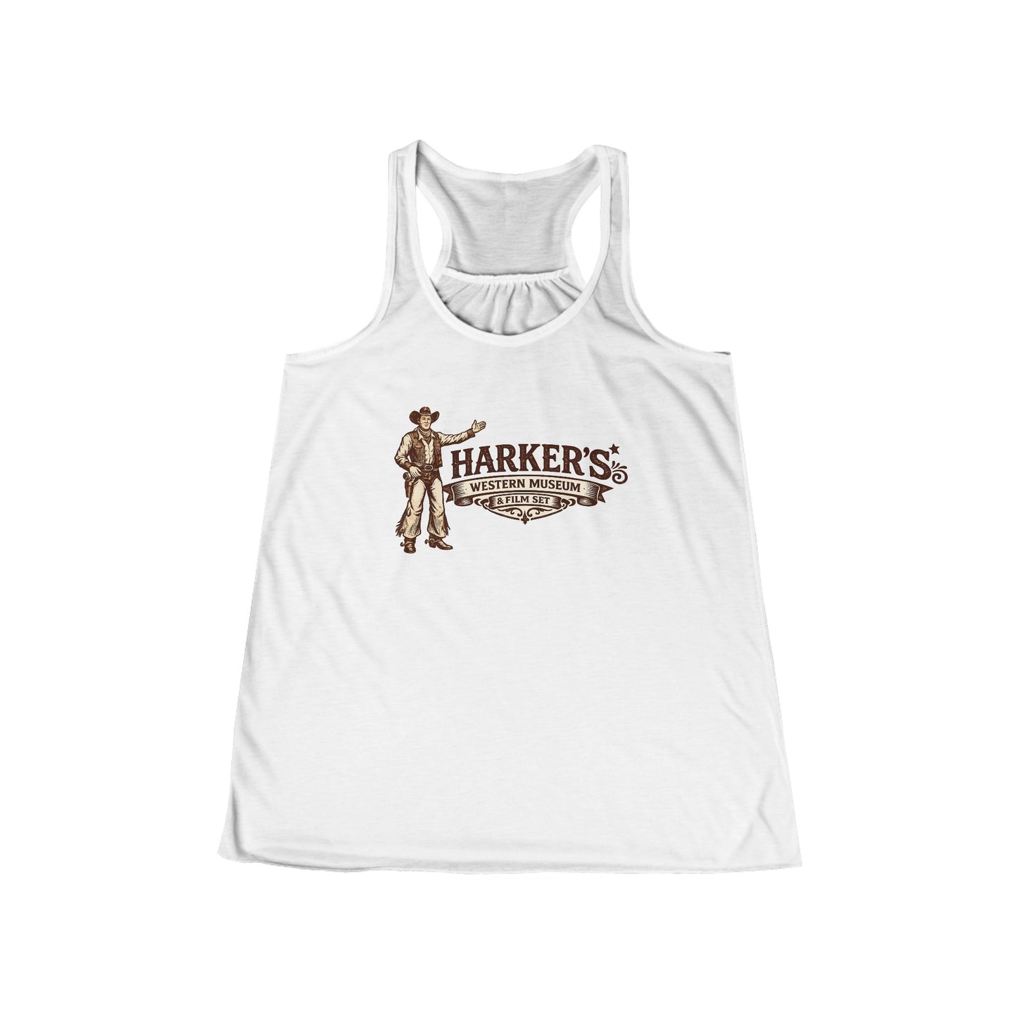 Harker's Western Saloon Women's Racerback Tank — Vintage Cowboy Bar Logo