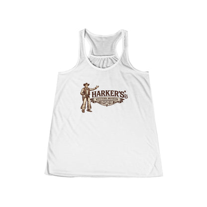 Harker's Western Saloon Women's Racerback Tank — Vintage Cowboy Bar Logo