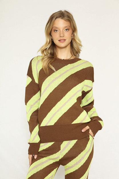 Striped Knit Sweater Set