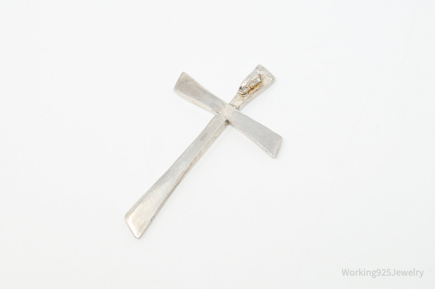 Vintage Large Designer DEPP Cross Sterling Silver Necklace Pendant