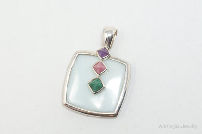 Designer Whitney Kelly Designs Multi Color Jade Sterling Silver Necklace Pendant