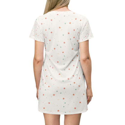 Harker's Old West Lives Here T-Shirt Dress — Retro Cowgirl Stars Graphic