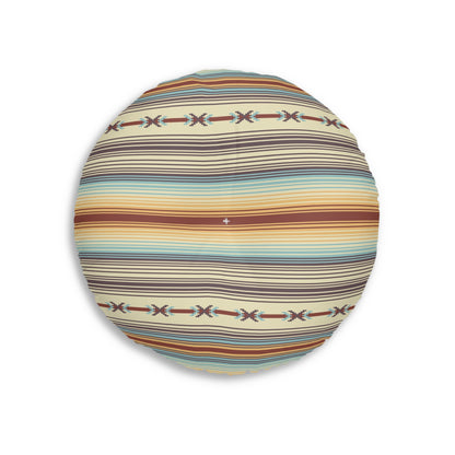 Western Round Tufted Floor Pillow — Southwestern Stripe or Cowhide Pattern