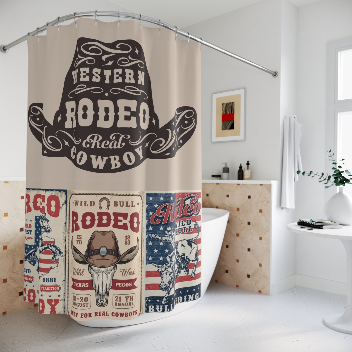 Western Rodeo Cowboy Shower Curtain - Rustic Home Décor for Western Lovers