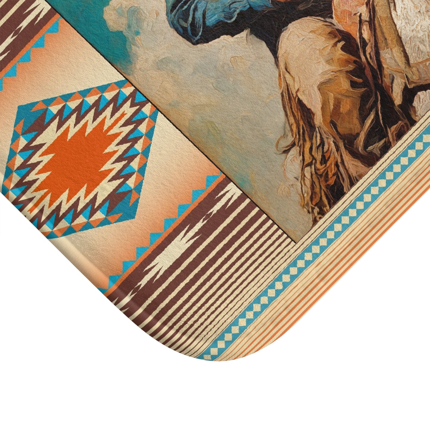 Southwestern Cowboy Bath Mat – Vintage Western Horse Rider Design