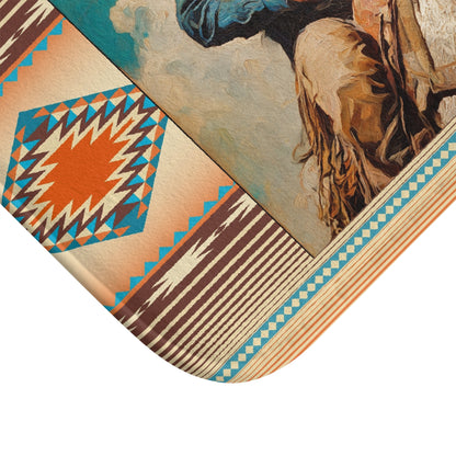 Southwestern Cowboy Bath Mat – Vintage Western Horse Rider Design