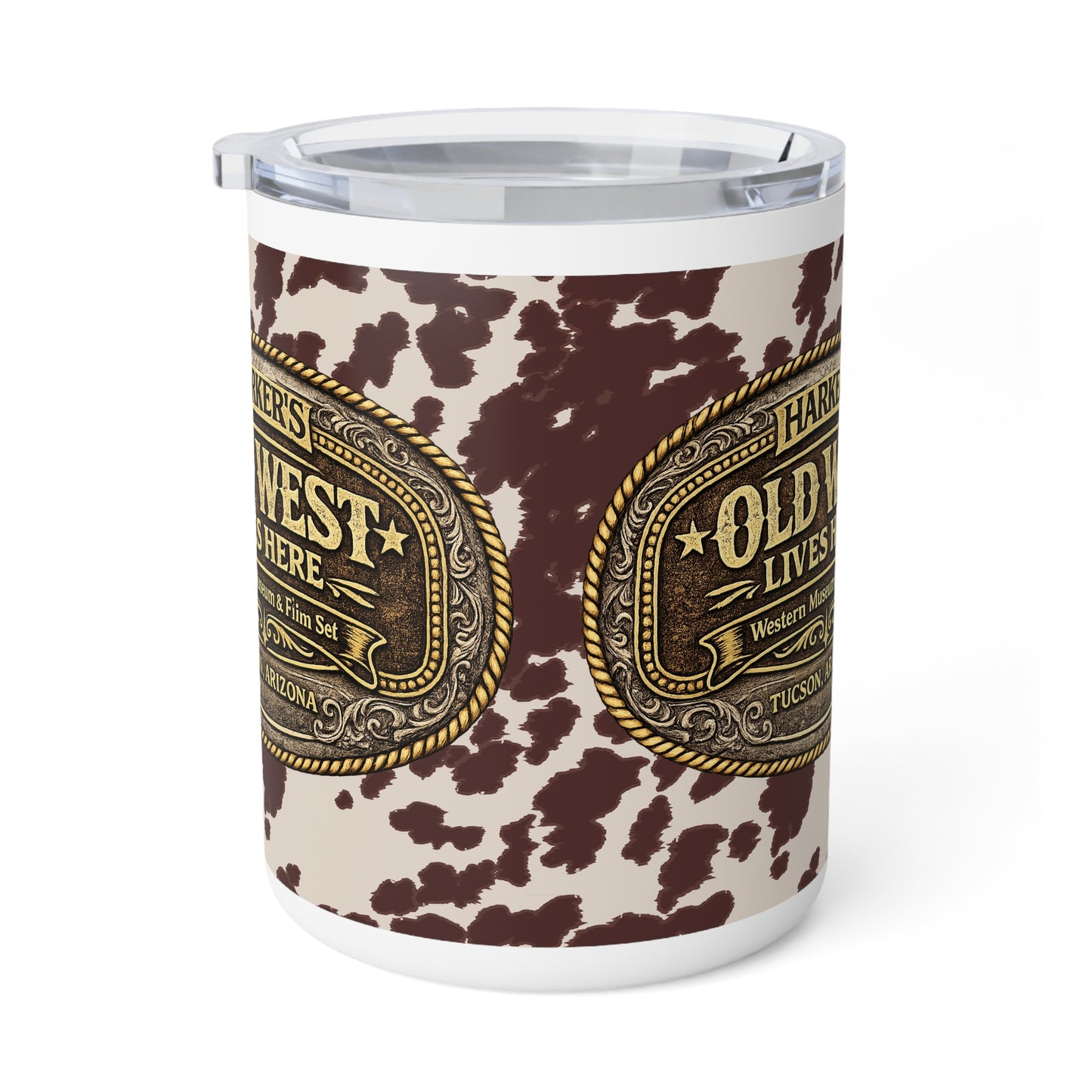 Harker's Buckle and Cowhide Style 10oz Insulated Mug – Vintage Old West Travel Cup