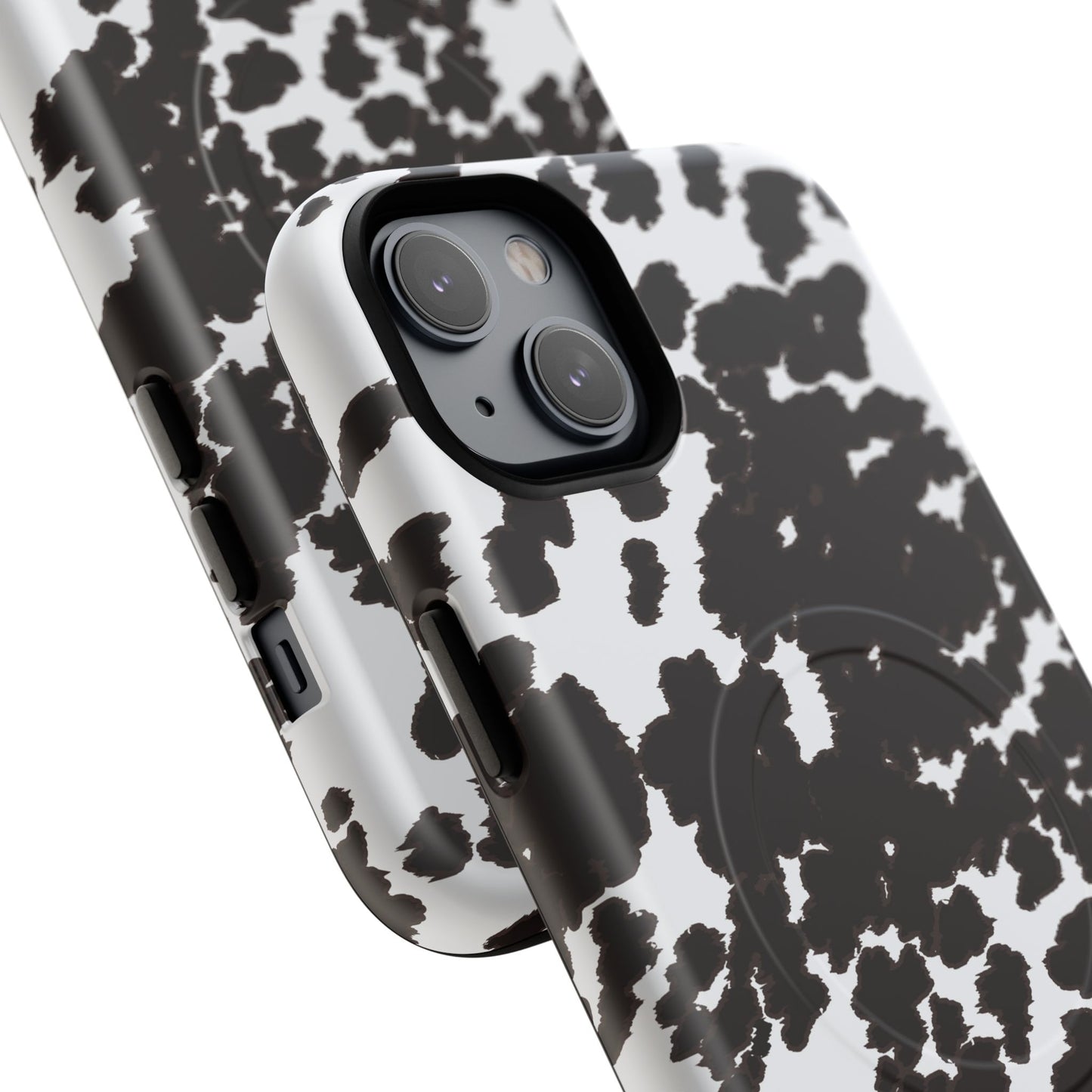 Cow Print Tough Magnetic Phone Case — Black & White Protective MagSafe Cover
