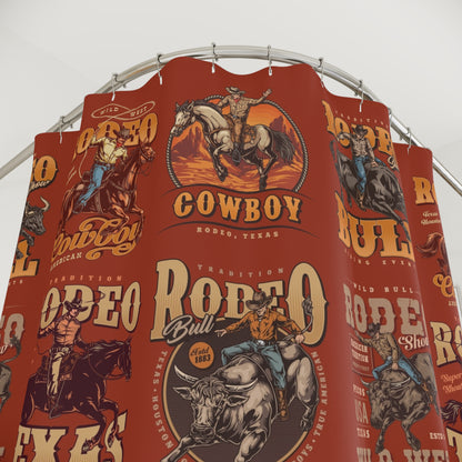 Rustic Cowboy Rodeo Shower Curtain Red