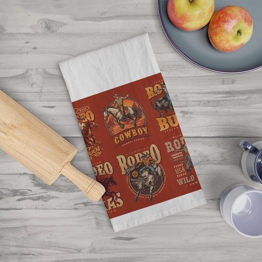 Vintage Rodeo Tea Towel - Western Decor for Cowgirl and Cowboy Enthusiasts